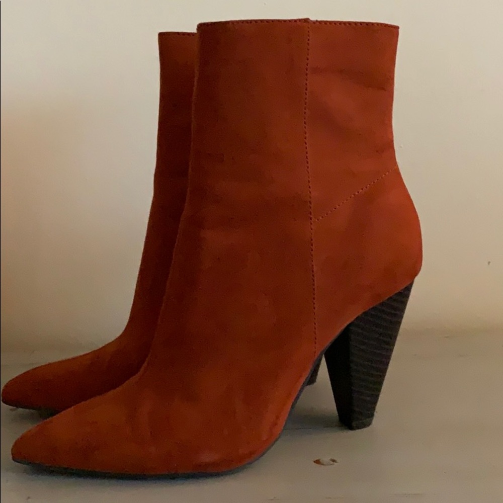 Burnt Orange Faux Suede Bootie